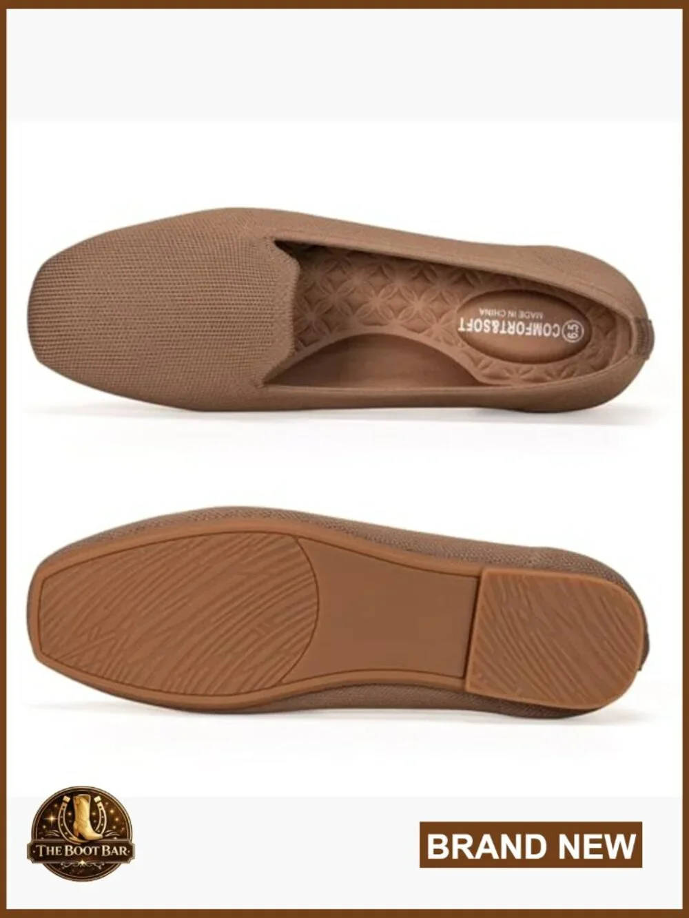 Women's Knit Loafers Square Toe Slip On Office Casual Comfortable Flats
